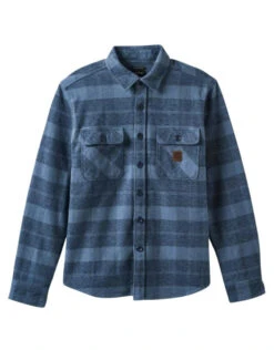 Brixton Bowery Heavy Weight L/S Flannel | Mirage Blue/Washed Navy(Brixton Bowery Heavy Weight Ls Flannel Mirage Bluewashed Navy)
