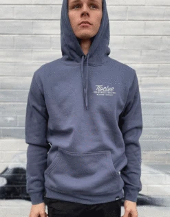 Twelve Melb Stencil Hood | Petrol Blue(Twelvemelbstencilhoodpetrolblue)