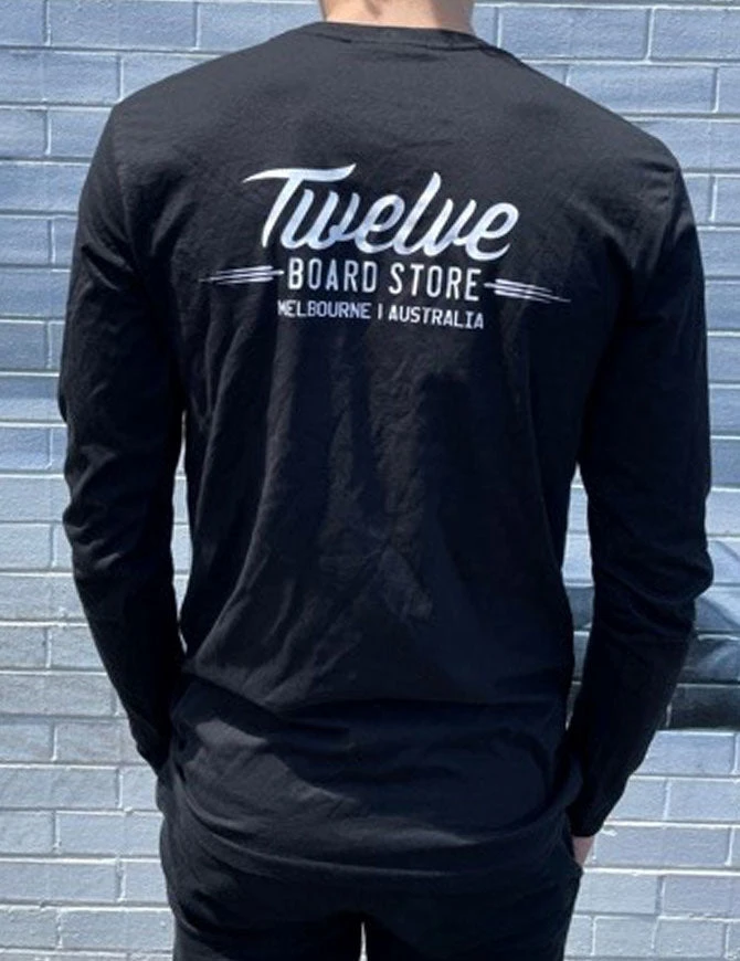 Twelve Melbs Long Sleeve Tee Black(Twelvemelbsinklstee) Twelve Melbs Long Sleeve Tee Black(Twelvemelbsinklstee) -Twelve Board Store longosleeveblackbak